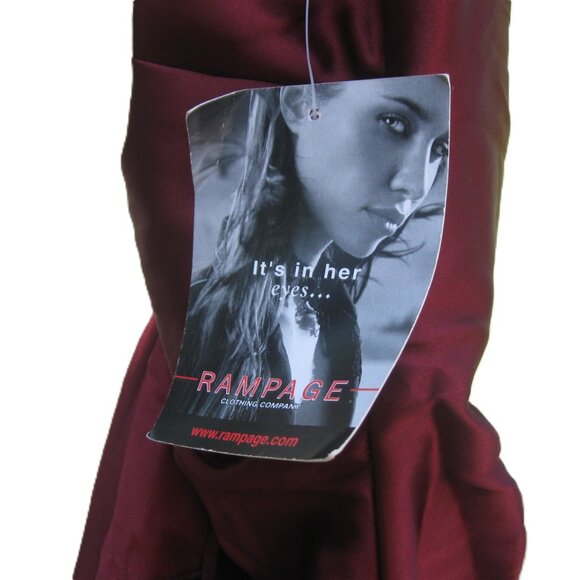 VINTAGE w/ Tag RAMPAGE Burgundy Ruffle Formal Evening Gown 3 *Needs Zipper Pull* - Picture 15 of 16